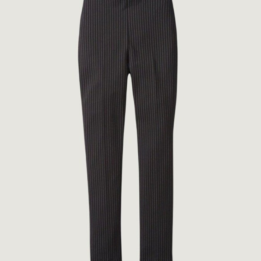Chico's Pull On Pants Womens Sz 10/1.5R Black Pinstripe Stretch Trousers
